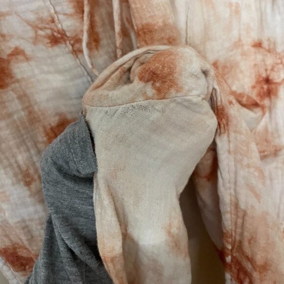 Jonathan Simkhai Tie-Dye Ankle Crop Pull-On Pants Size L Cream/Orange - Picture 3 of 3